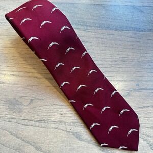 Vintage‎ Robert Talbott Necktie Burgundy Bird Print Silk Blend Tie Mens